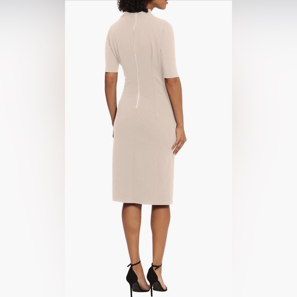 Maggy London asymmetrical neckline sheath midi dress in navy - Picture 6 of 7